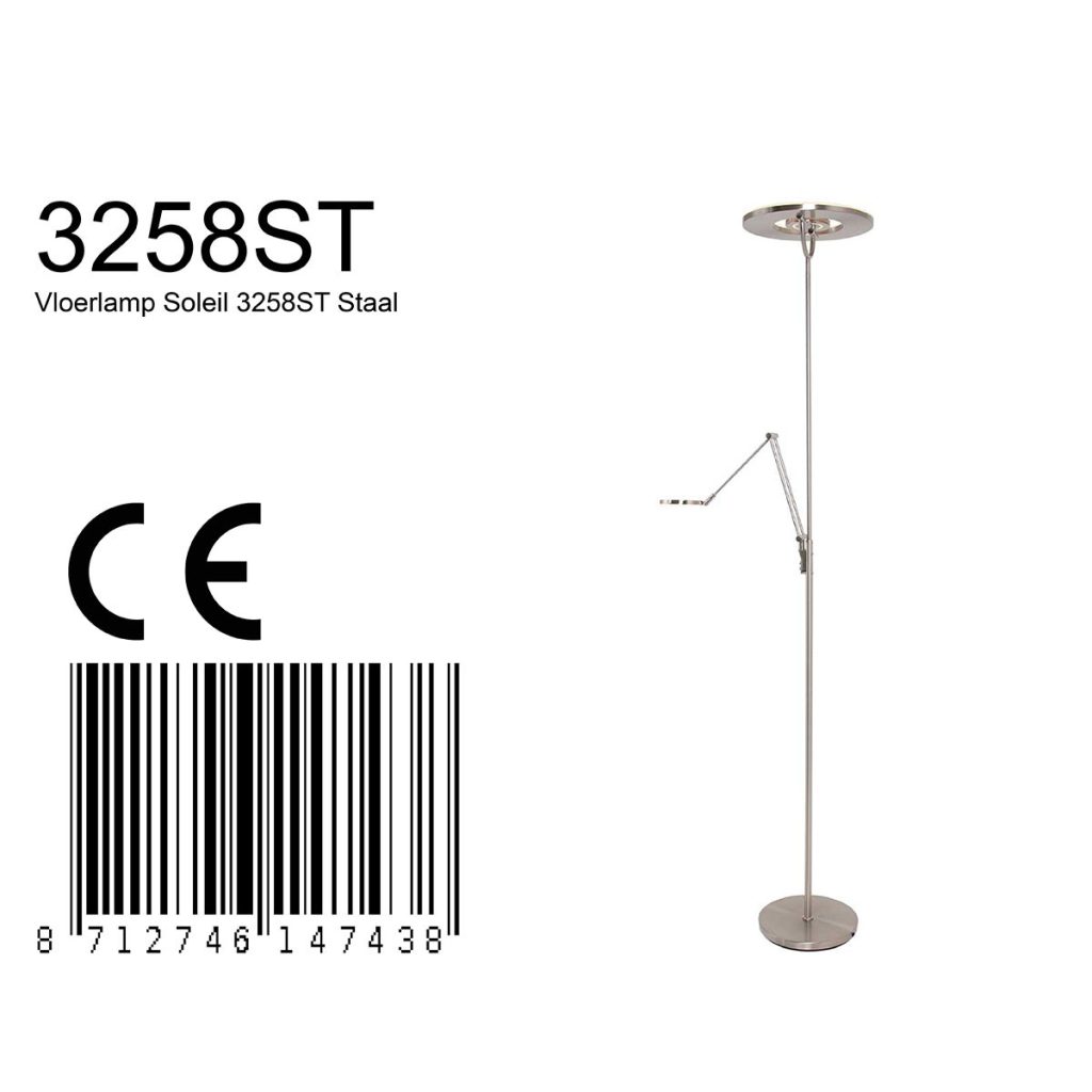Moderne design vloerlamp met leeslamp staal Steinhauer Soleil - Afbeelding 8