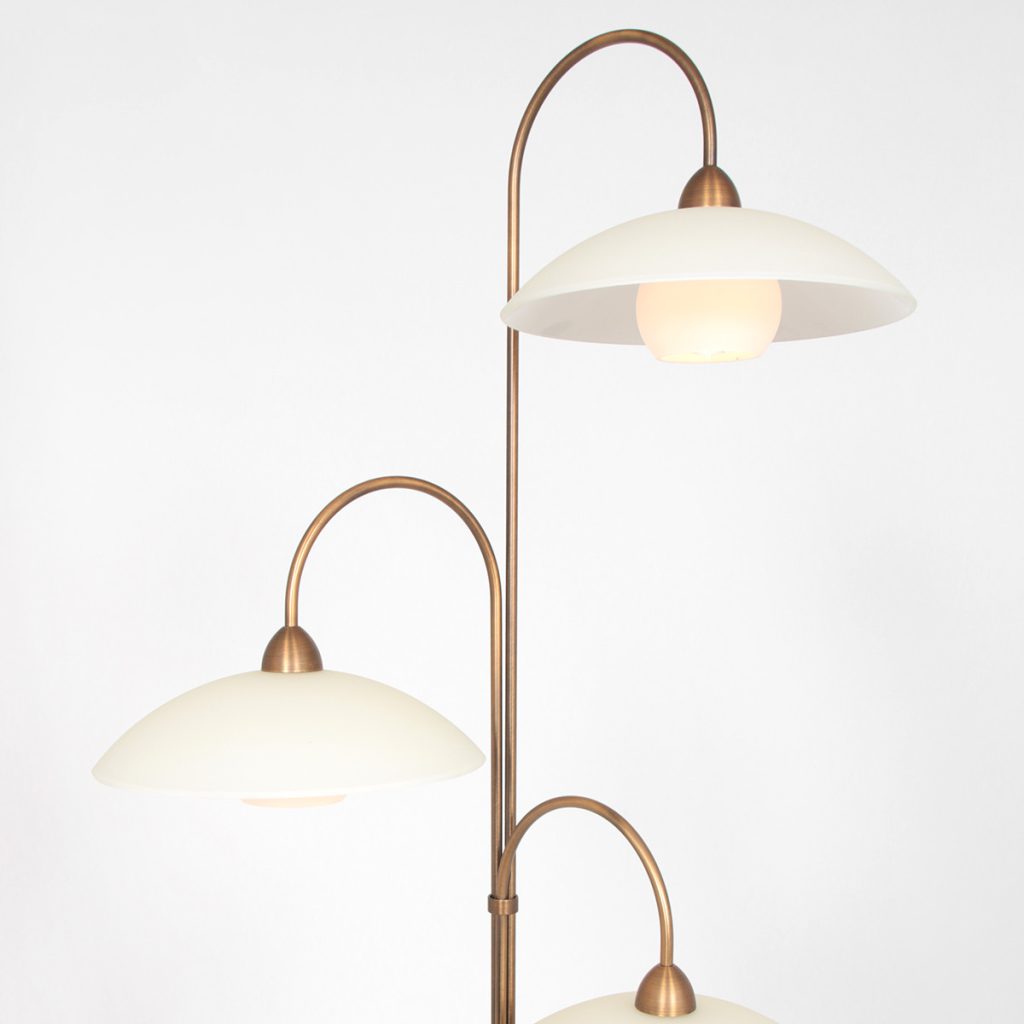 Klassieke bronzen metalen glazen vloerlamp Steinhauer Sovereign classic - Afbeelding 2