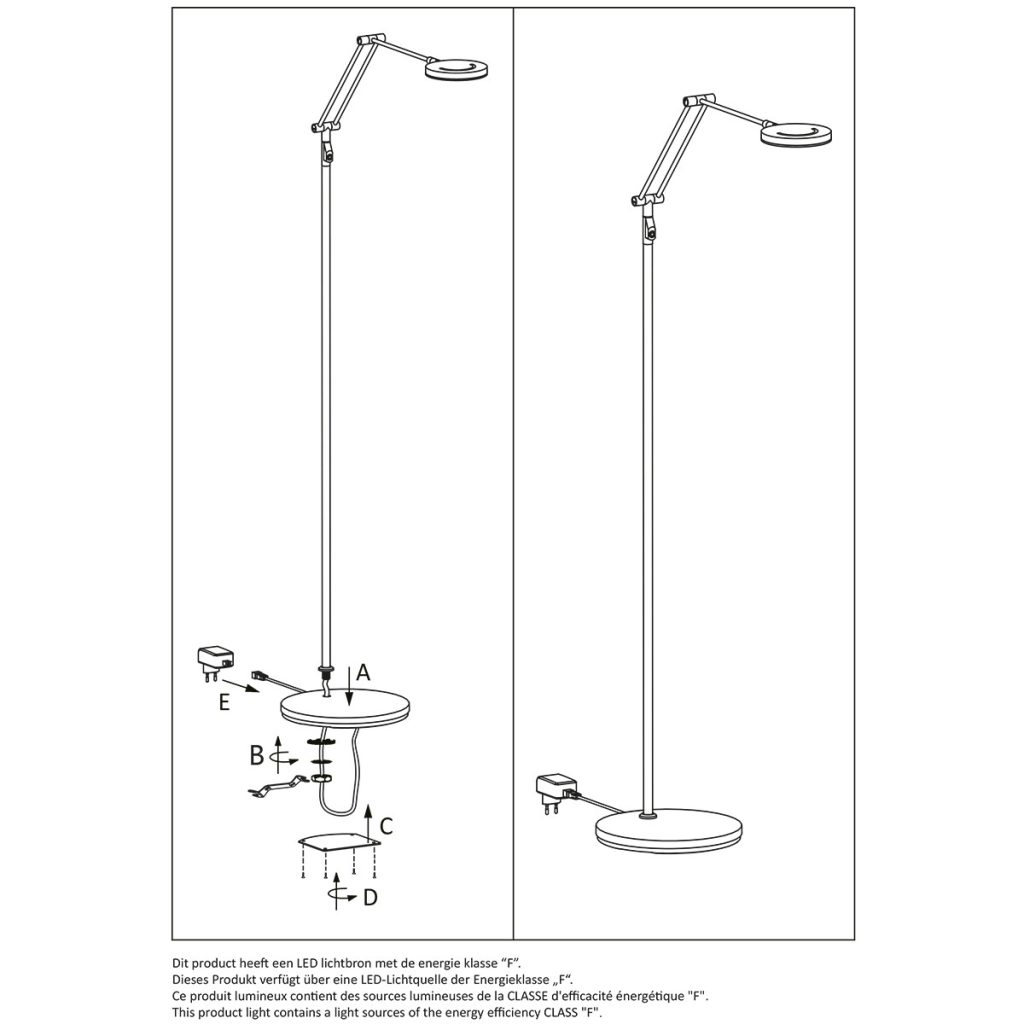 Staalkleurige moderne verstelbare vloerlamp Steinhauer Soleil - Afbeelding 9