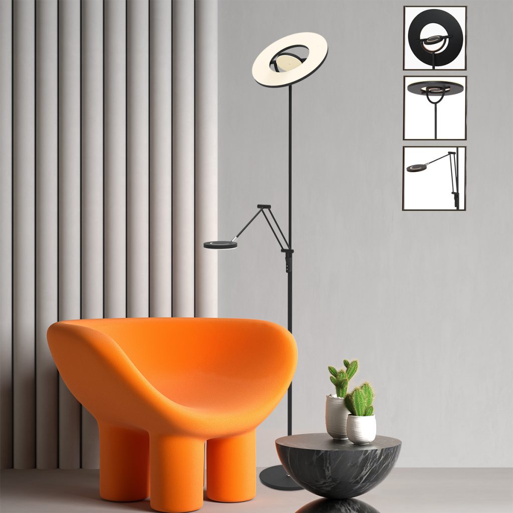 Zwarte vloerlamp met verstelbare leeslamp Steinhauer Soleil - Afbeelding 25
