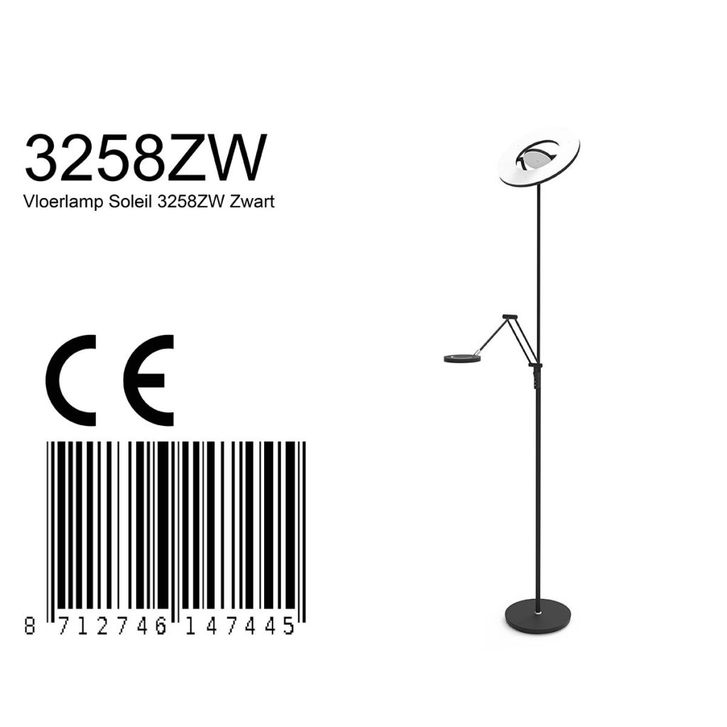 Zwarte vloerlamp met verstelbare leeslamp Steinhauer Soleil - Afbeelding 8