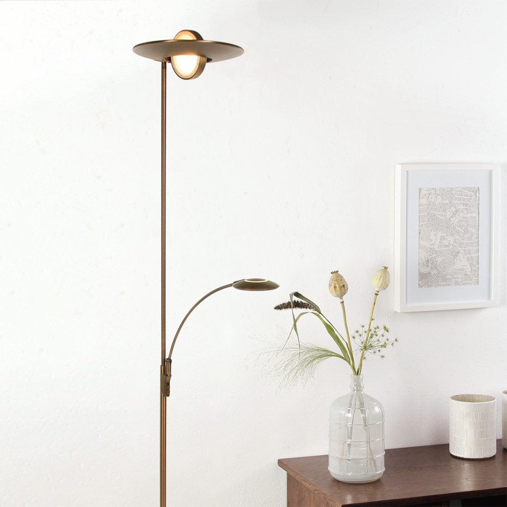 Klassieke bronzen metalen kunststof vloerlamp Steinhauer Zenith led - Afbeelding 3