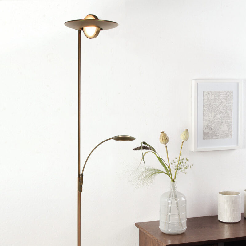 Klassieke bronzen metalen kunststof vloerlamp Steinhauer Zenith led - Afbeelding 3