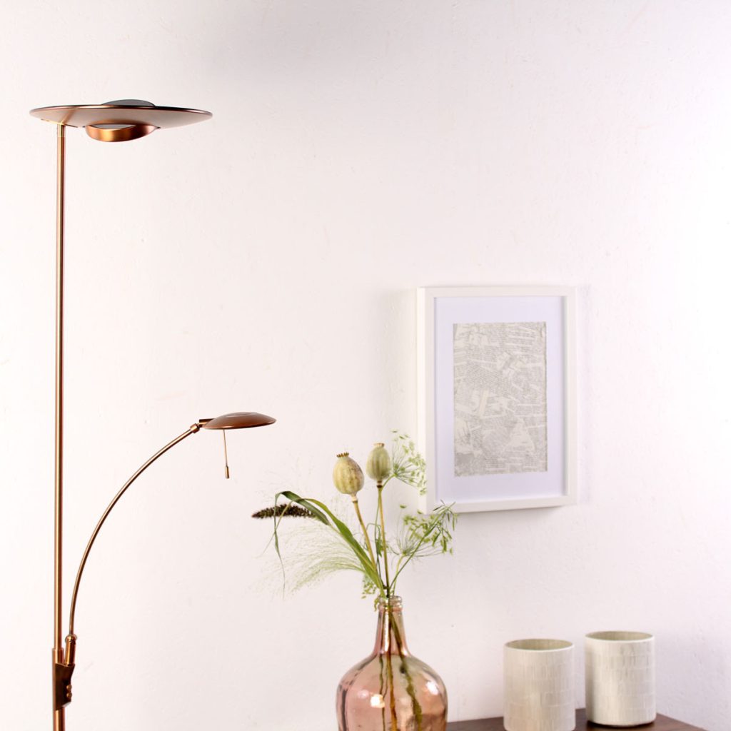 Klassieke bronzen metalen kunststof vloerlamp Steinhauer Zenith led - Afbeelding 4