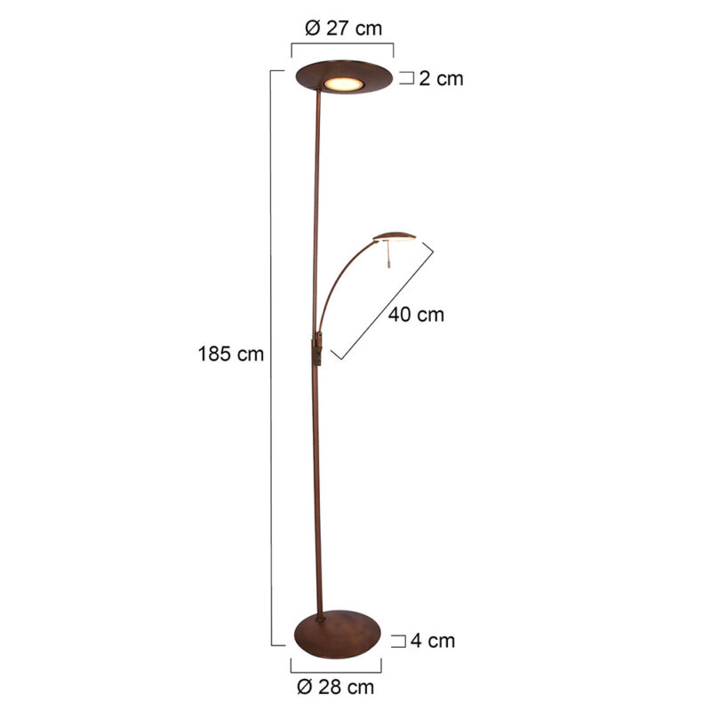 Klassieke bronzen metalen kunststof vloerlamp Steinhauer Zenith led - Afbeelding 8