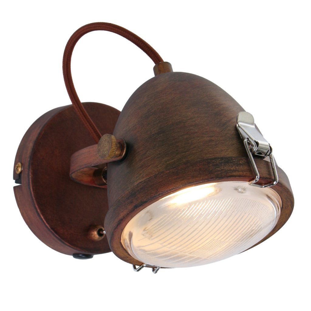 Industriële bruine metalen glazen spot Mexlite Paco - Afbeelding 2