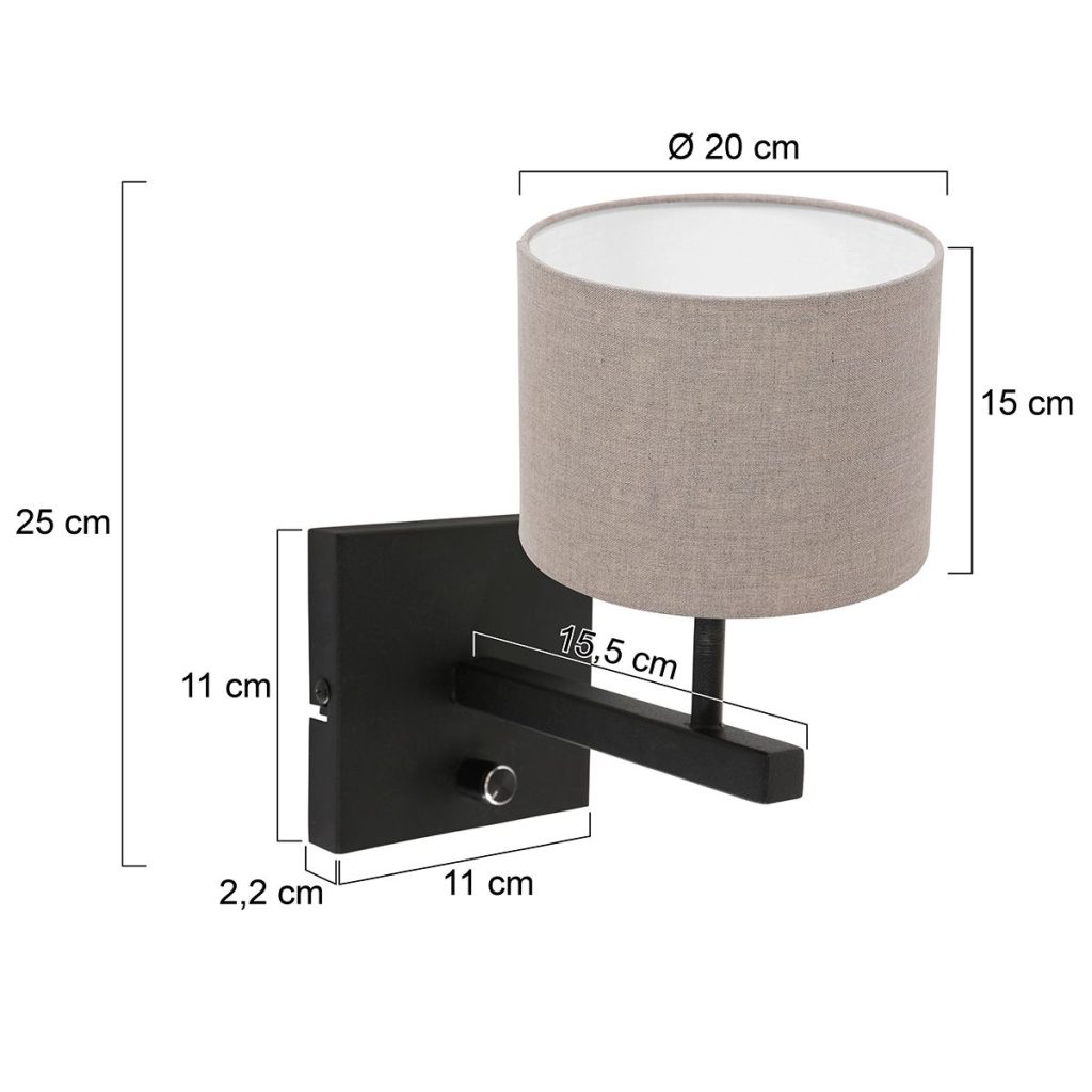 Wandlamp met beige kap Steinhauer Stang - Afbeelding 6