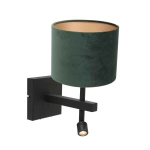 wandlamp-met-groene-kap-en-leeslampje-steinhauer-stang-8205zw