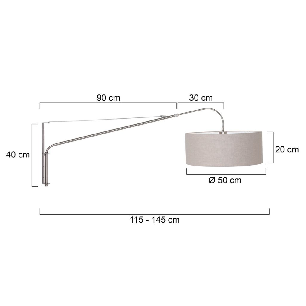 Wandlamp met lange arm beige kap Steinhauer Elegant classy - Afbeelding 6