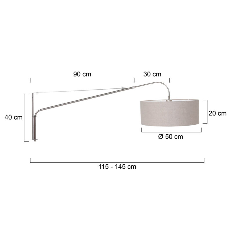 Wandlamp met lange arm beige kap Steinhauer Elegant classy - Afbeelding 6