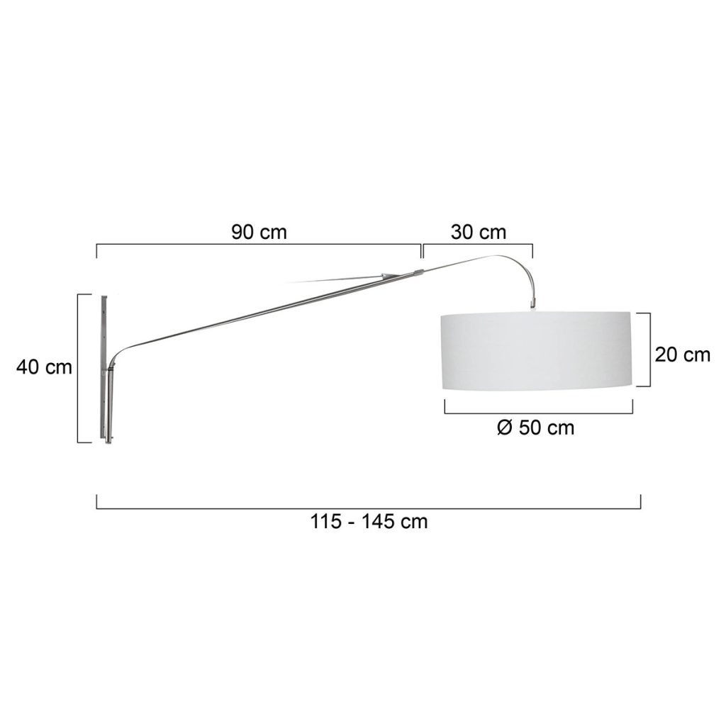 Wandlamp met lange arm witte kap Steinhauer Elegant classy - Afbeelding 6