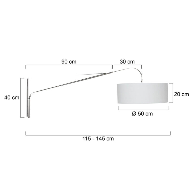 Wandlamp met lange arm witte kap Steinhauer Elegant classy - Afbeelding 6