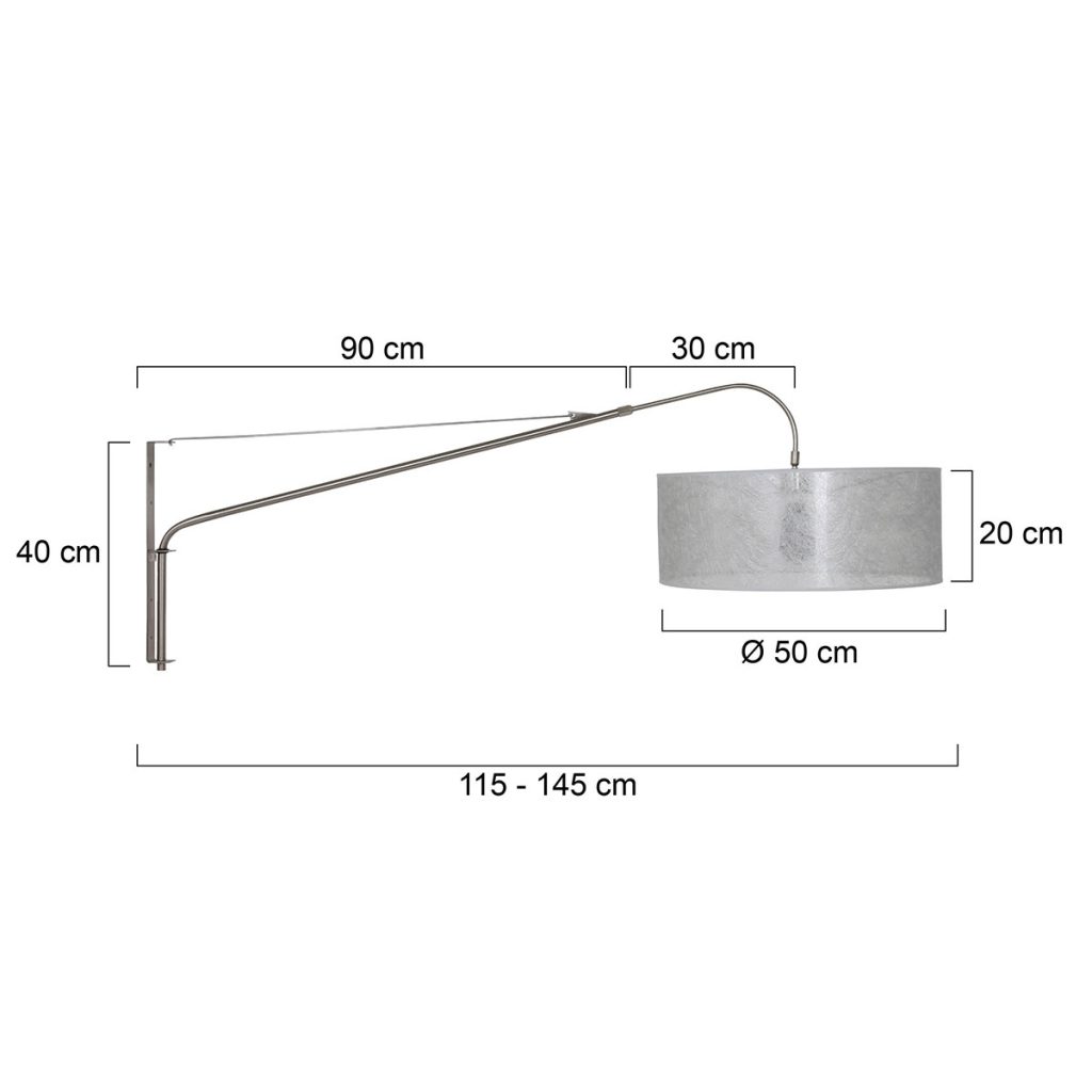 Wandlamp met lange arm zilveren kap Steinhauer Elegant classy - Afbeelding 6