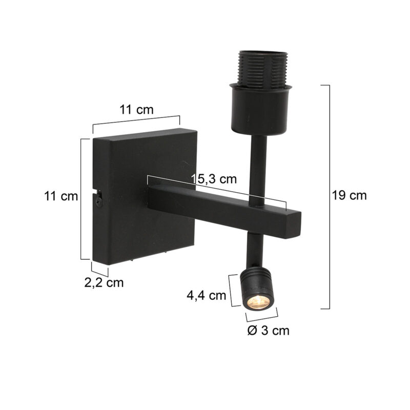 steinhauer-wandlamp-stang-zwart-metaal-lossearmatuur-led_e27-2995zw-1