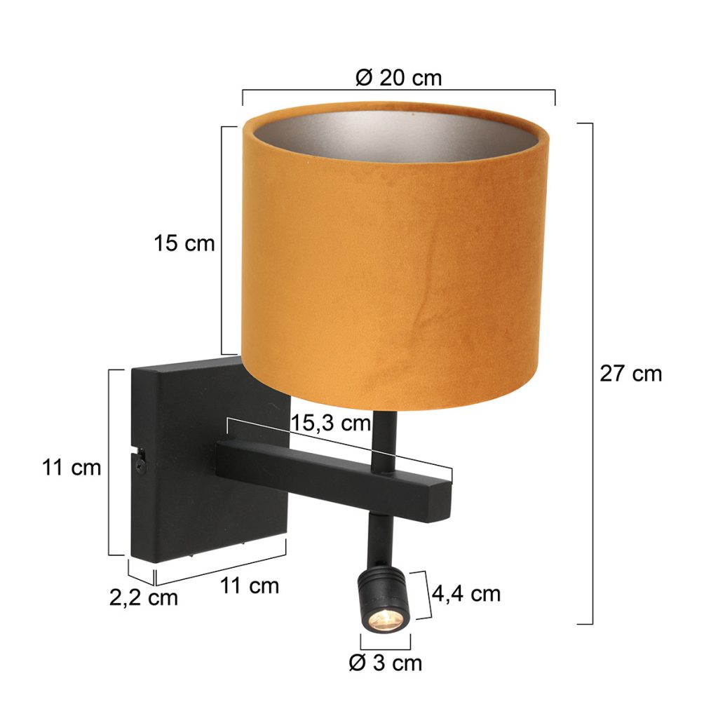 Wandlamp met okergele kap Steinhauer Stang - Afbeelding 6
