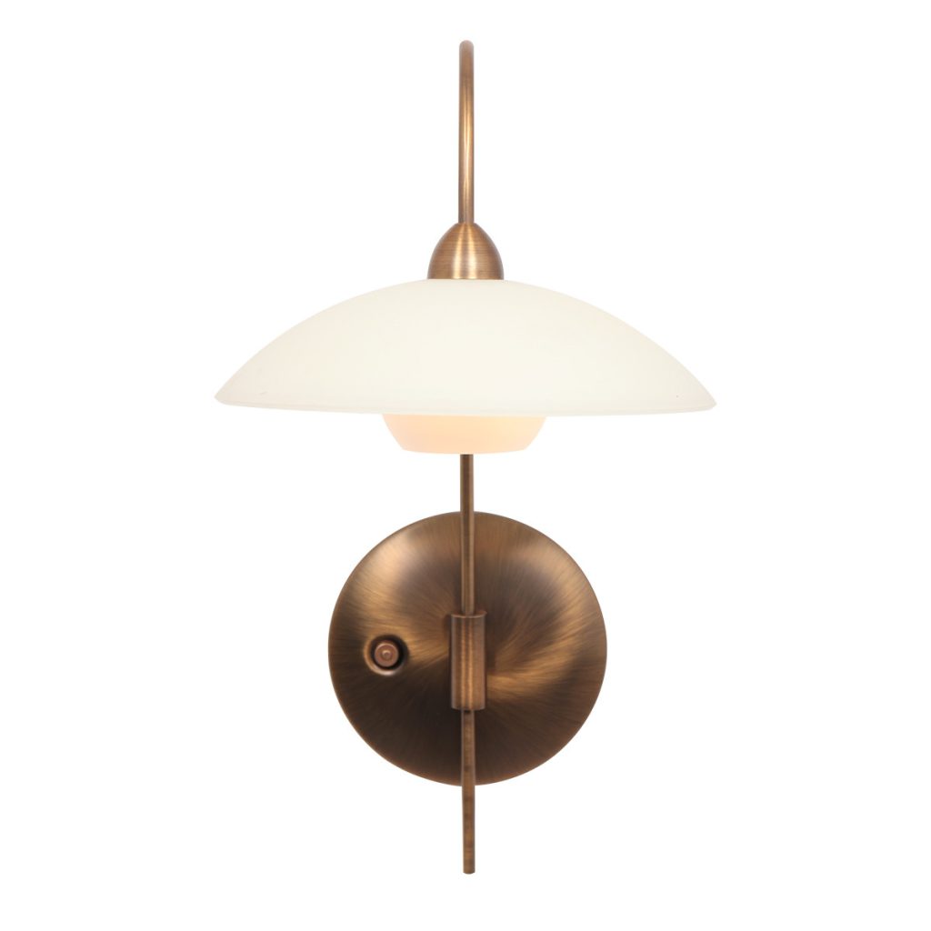 Klassieke bronzen metalen wandlamp glas Steinhauer Sovereign classic - Afbeelding 2