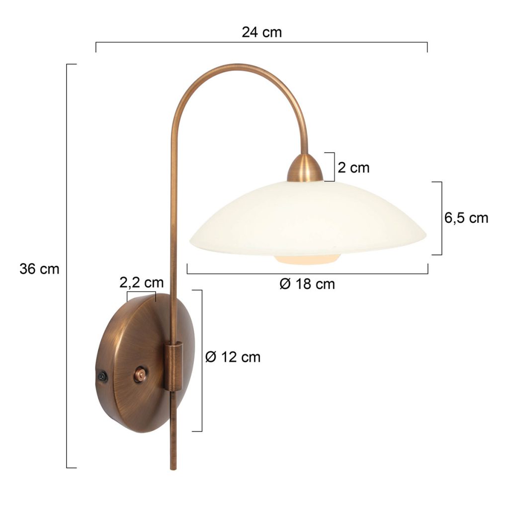 Klassieke bronzen metalen wandlamp glas Steinhauer Sovereign classic - Afbeelding 6