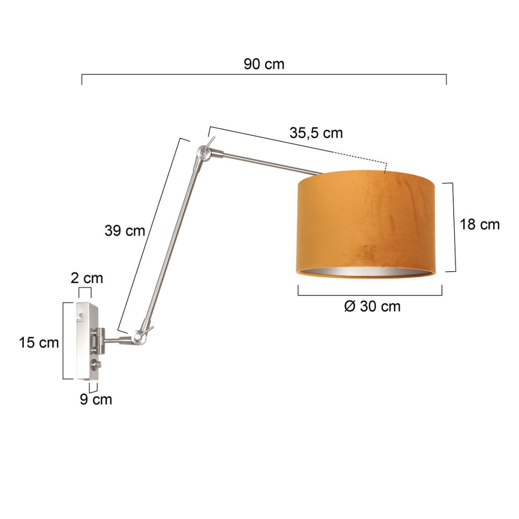 Wandlamp met velours kap Steinhauer Prestige chic - Afbeelding 7