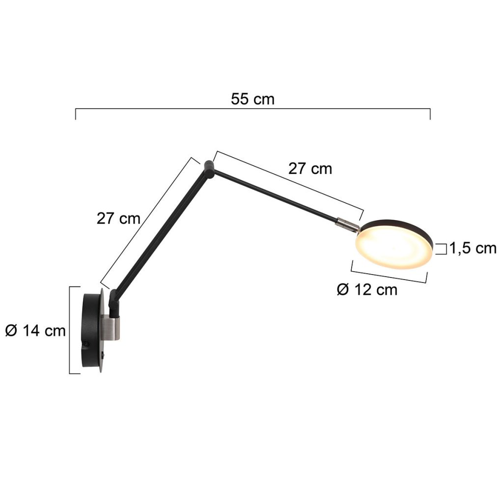 Flexibele zwarte wandlamp glasplaat Steinhauer Soleil - Afbeelding 6