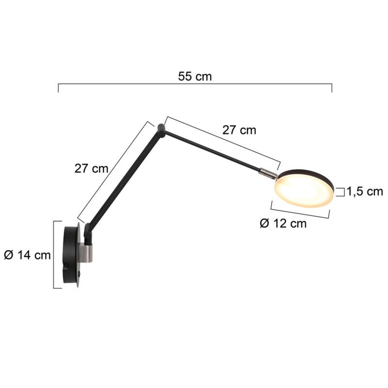 steinhauer-wandlamp-soleil-zwart-glasmetaal-bedlampje-led-3259zw-1