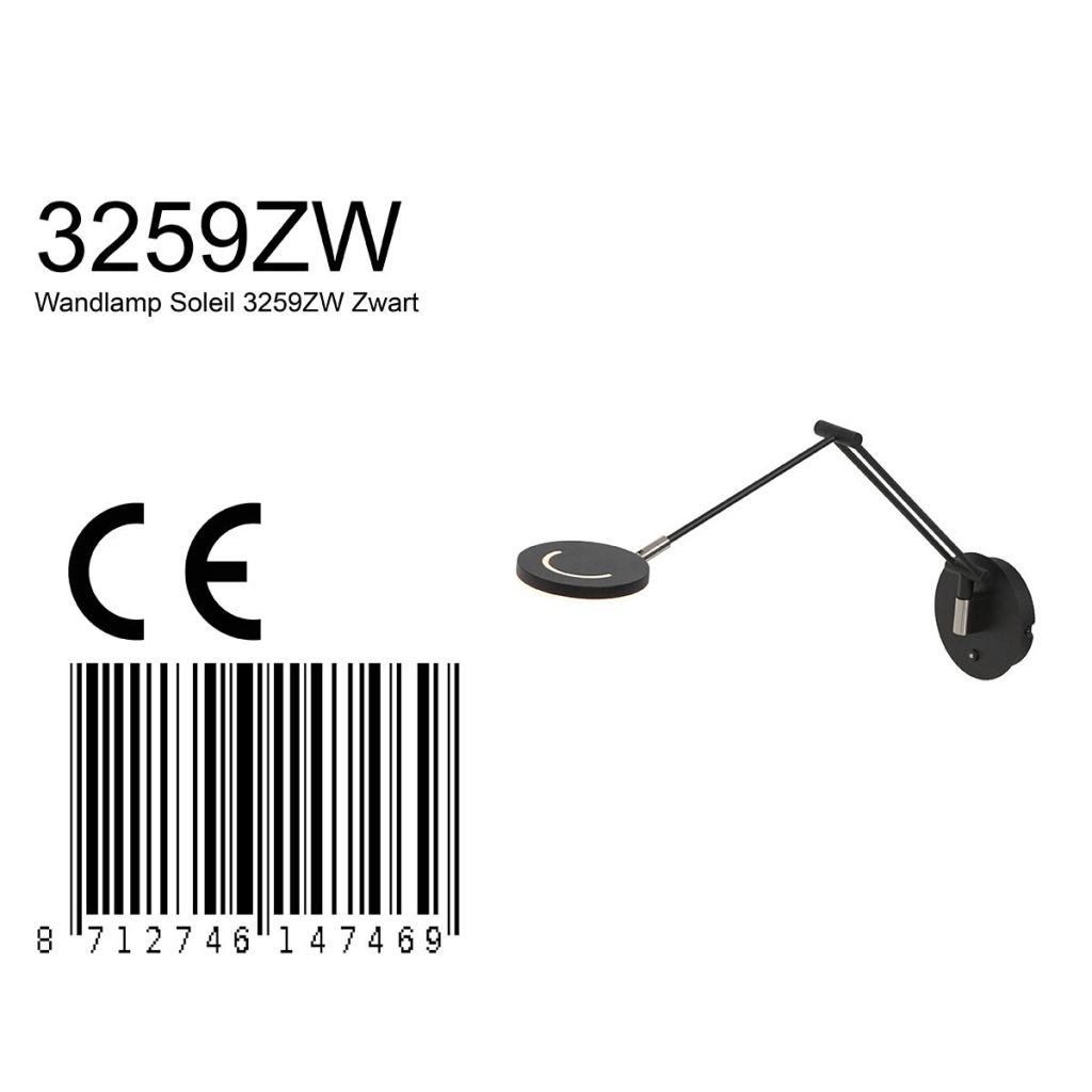 Flexibele zwarte wandlamp glasplaat Steinhauer Soleil - Afbeelding 7