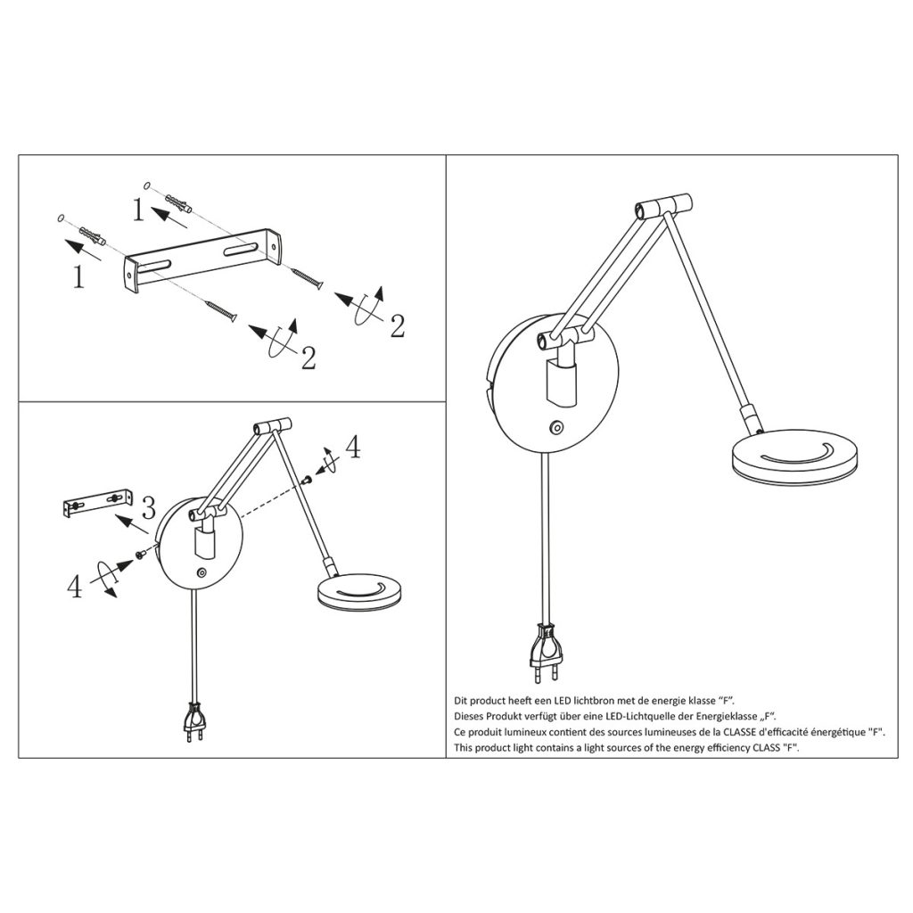 Flexibele zwarte wandlamp glasplaat Steinhauer Soleil - Afbeelding 8