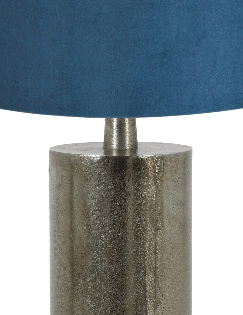 Zilveren tafellamp met blauwe velours kap Light & Living Savi - Afbeelding 2