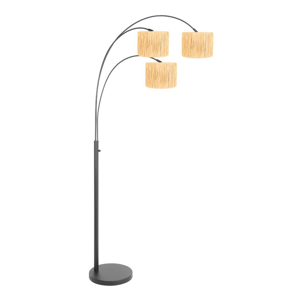 zwarte-boog-vloerlamp-met-houten-kappen-vloerlamp-steinhauer-sparkled-light-naturel-en-zwart-3830zw