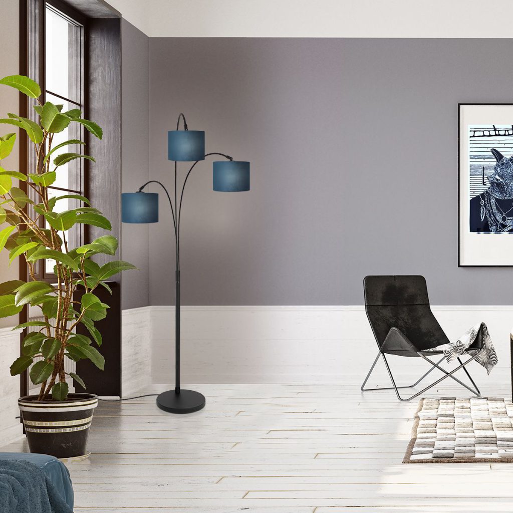 Zwarte booglamp met blauwe kappen Steinhauer Sparkled light - Afbeelding 3