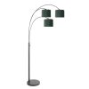 zwarte-booglamp-met-groene-kappen-vloerlamp-steinhauer-sparkled-light-groen-en-zwart-3827zw