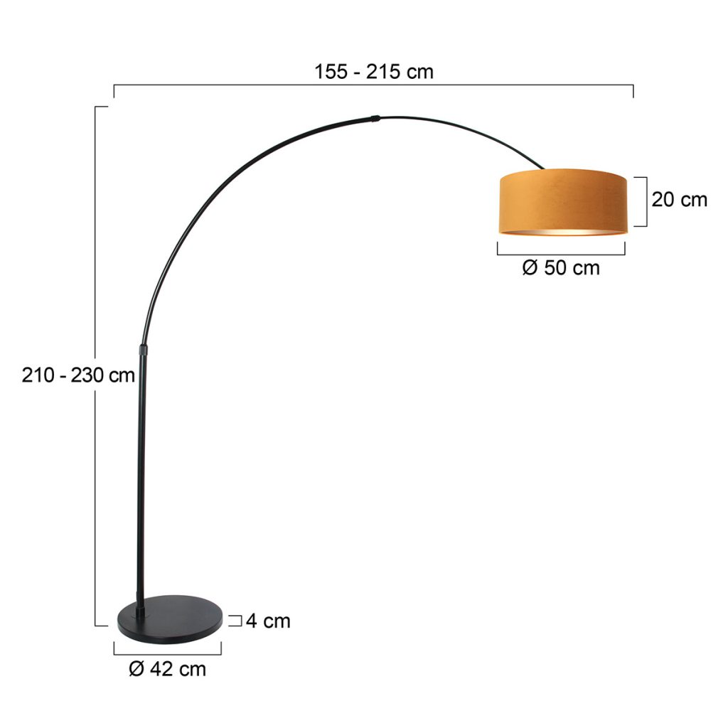 Zwarte booglamp met okergele kap Steinhauer Sparkled light - Afbeelding 6