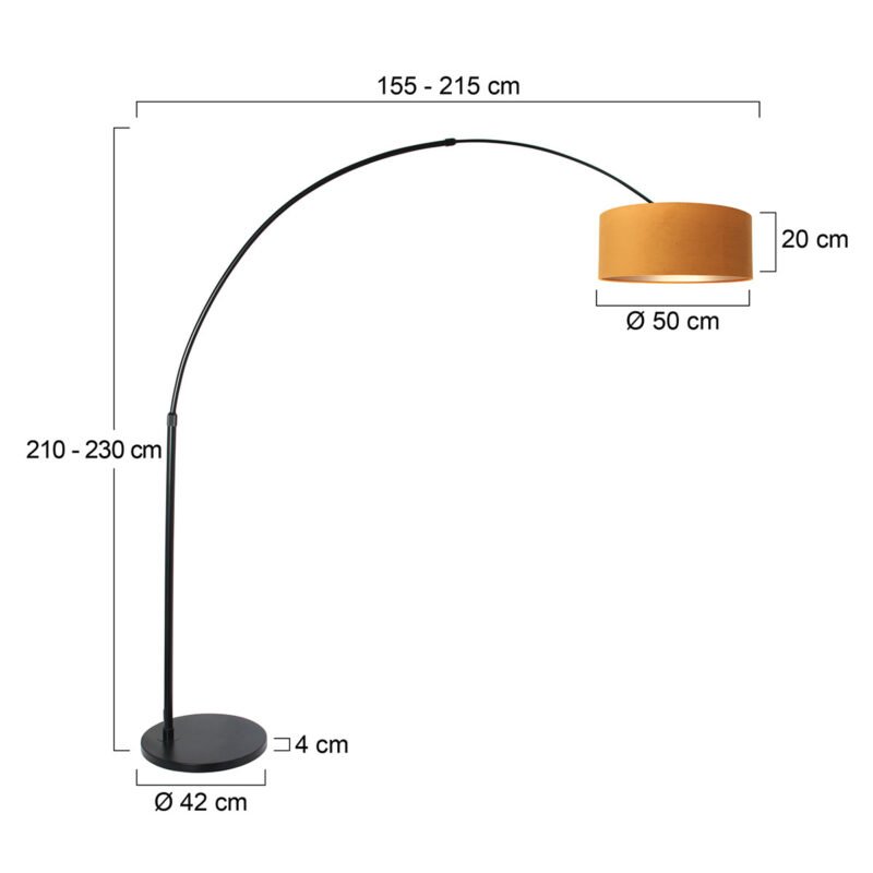 Zwarte booglamp met okergele kap Steinhauer Sparkled light - Afbeelding 6