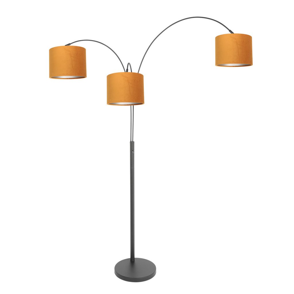 zwarte-booglamp-met-oranje-kappen-vloerlamp-steinhauer-sparkled-light-goud-en-zwart-3824zw-12