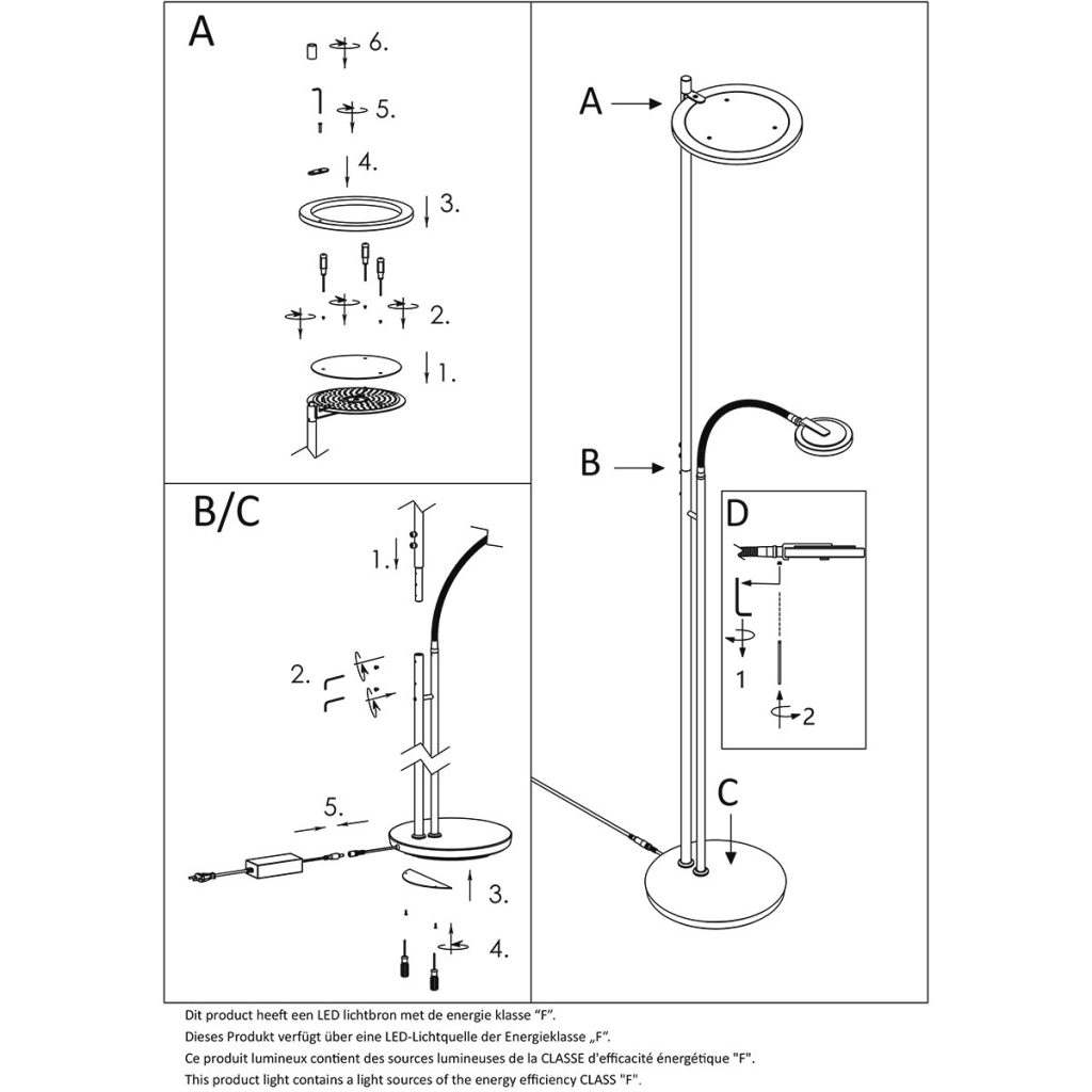 Zwarte design uplight met leeslicht Steinhauer Turound - Afbeelding 11