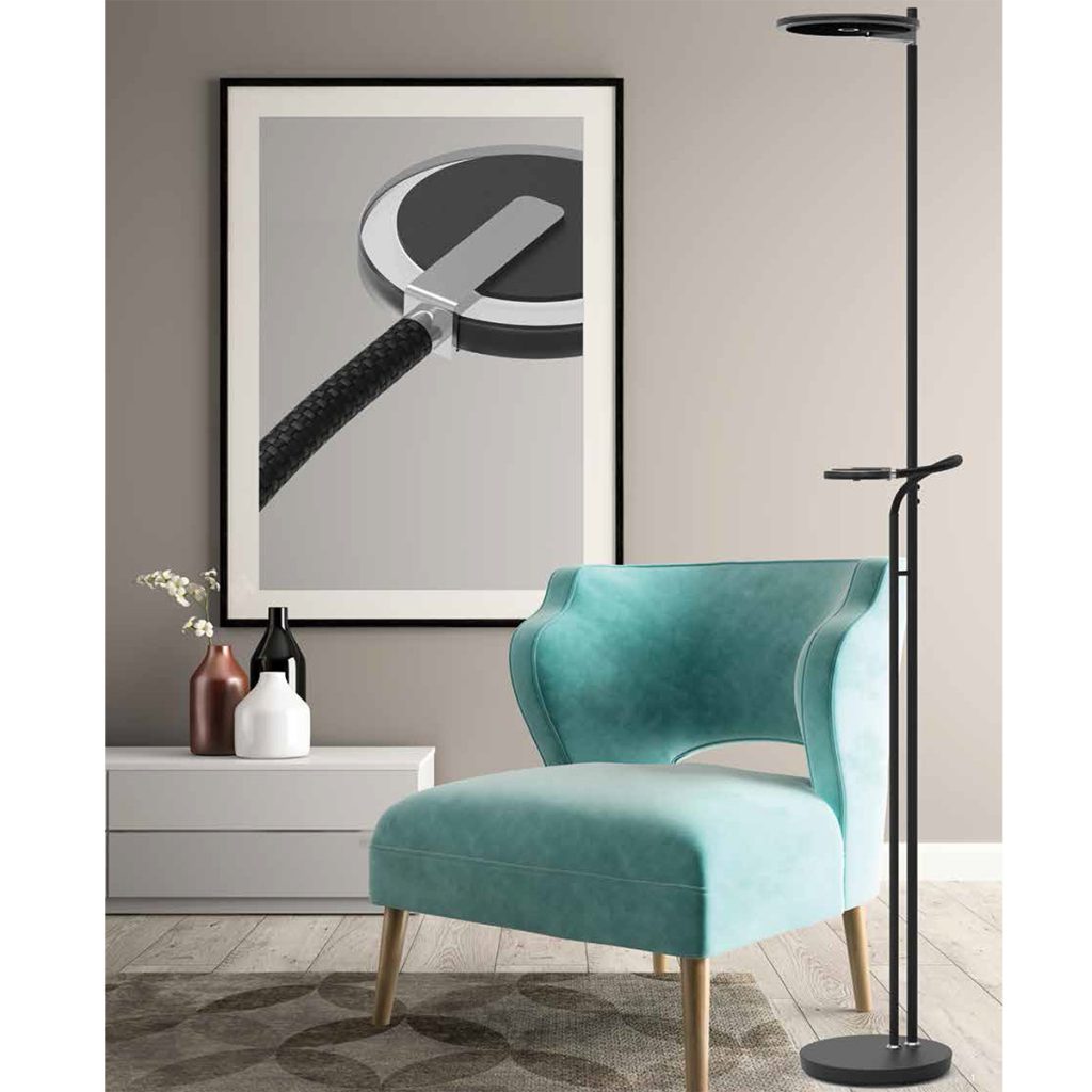 Zwarte design uplight met leeslicht Steinhauer Turound - Afbeelding 3