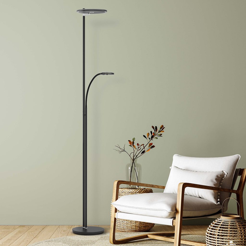 Zwarte design uplight met leeslicht Steinhauer Turound - Afbeelding 4
