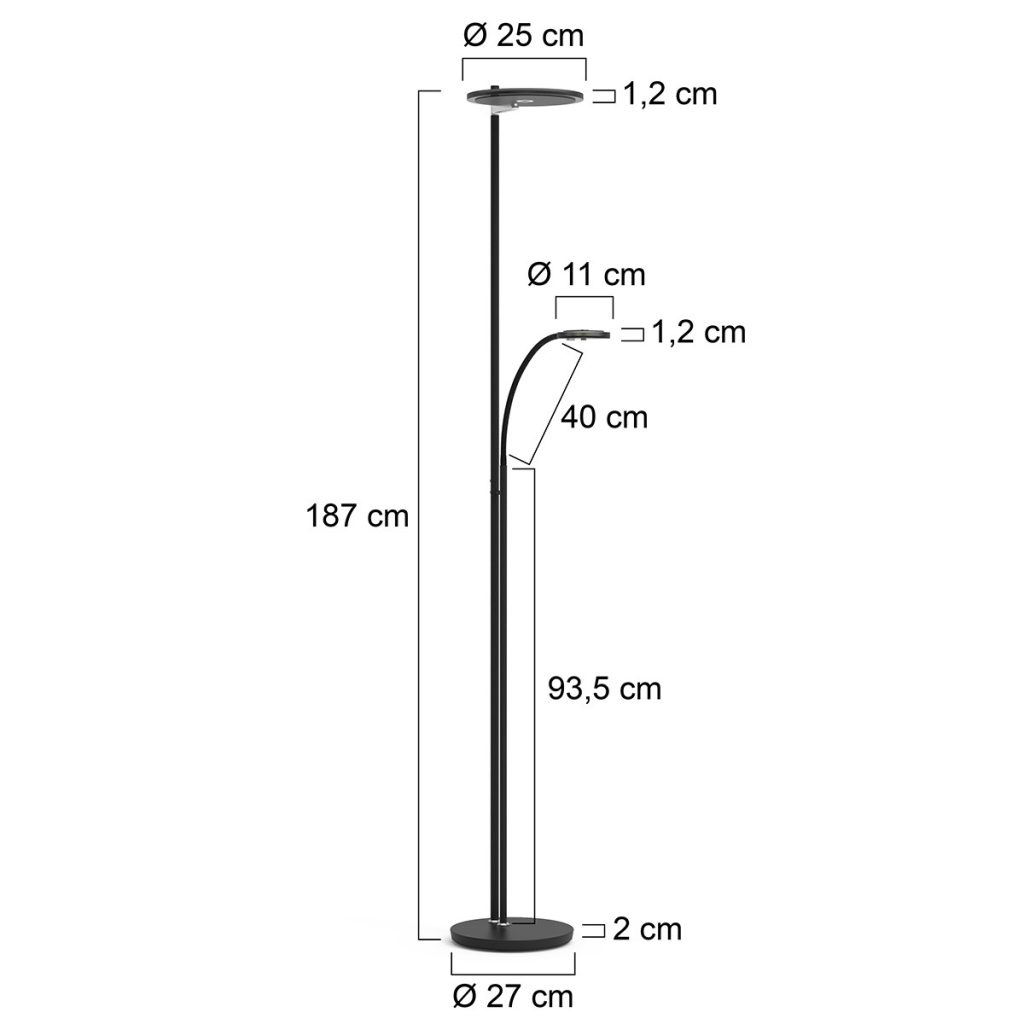 Zwarte design uplight met leeslicht Steinhauer Turound - Afbeelding 8
