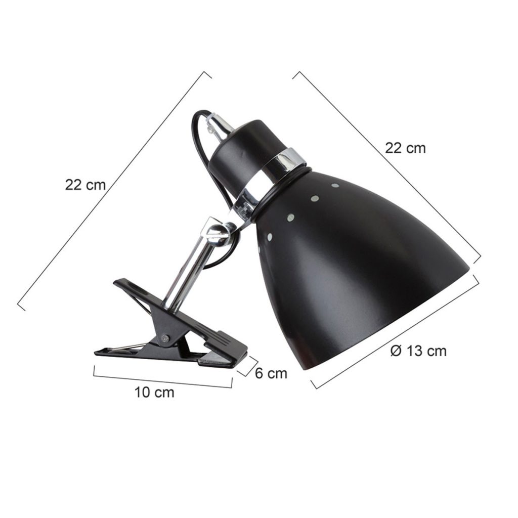 Zwarte industriële knijpspot wandlamp verstelbaar Steinhauer Spring - Afbeelding 7