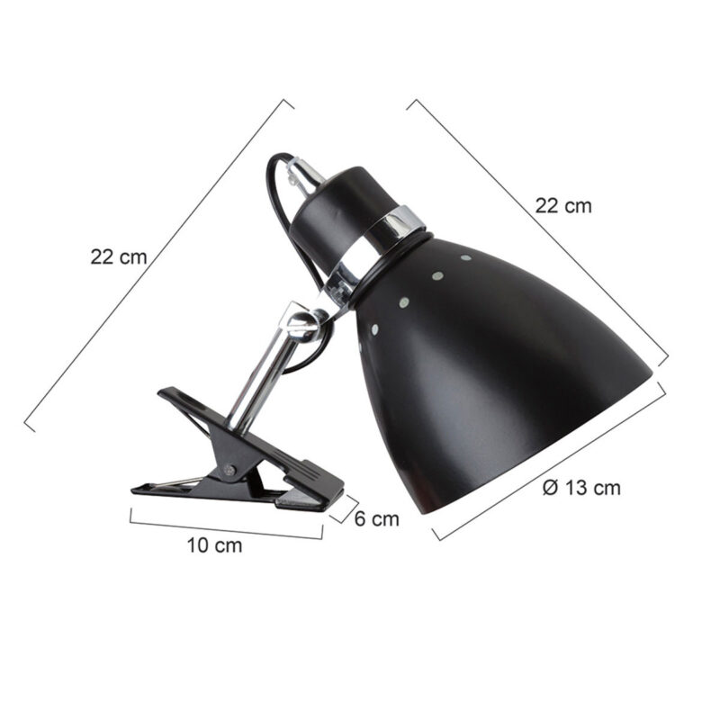 Zwarte industriële knijpspot wandlamp verstelbaar Steinhauer Spring - Afbeelding 7