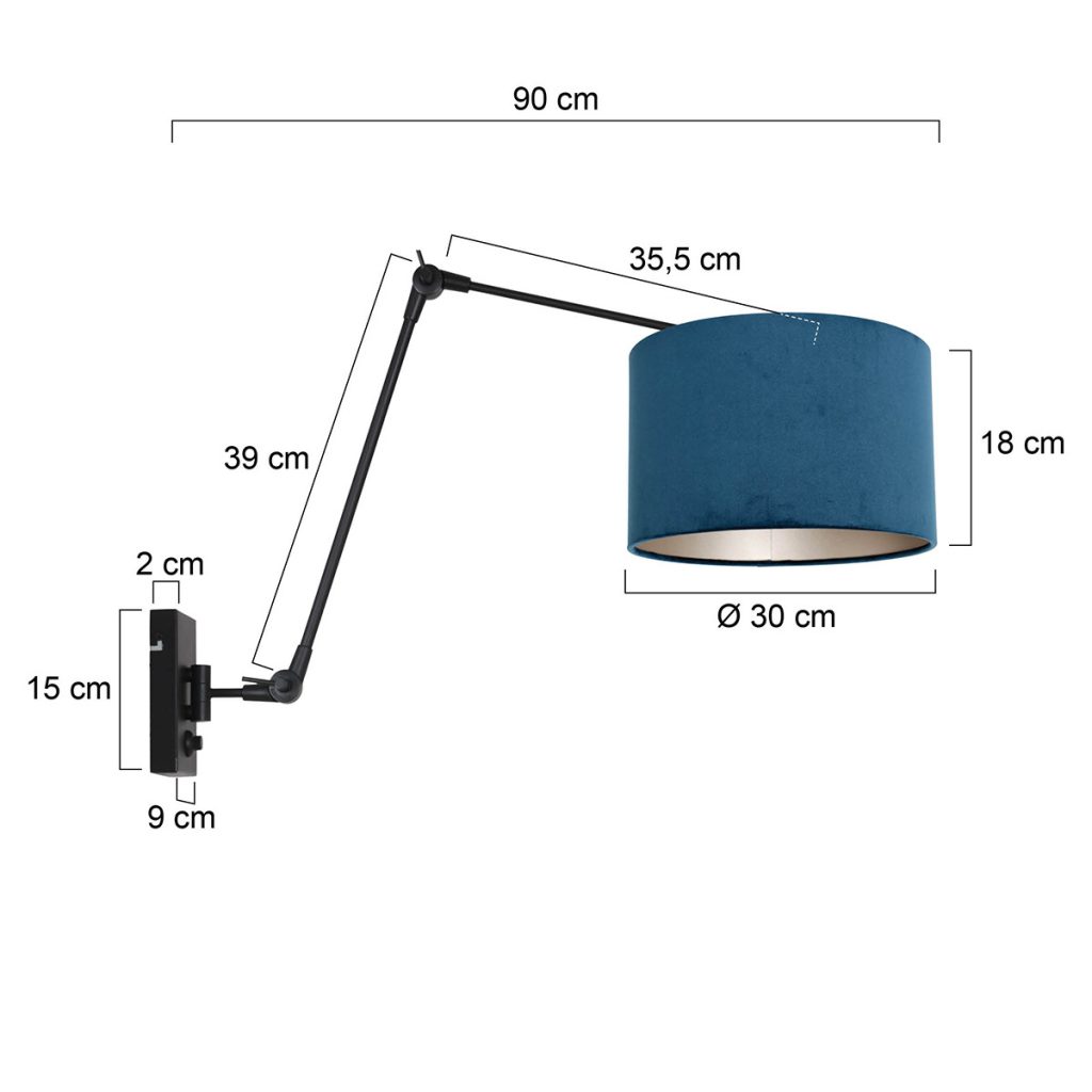 Zwarte knikarm wandlamp Steinhauer Prestige chic - Afbeelding 6