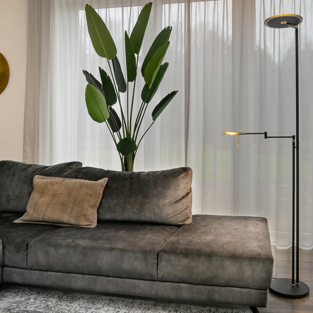 Zwarte moderne leeslamp met zwart glas Steinhauer Turound - Afbeelding 3