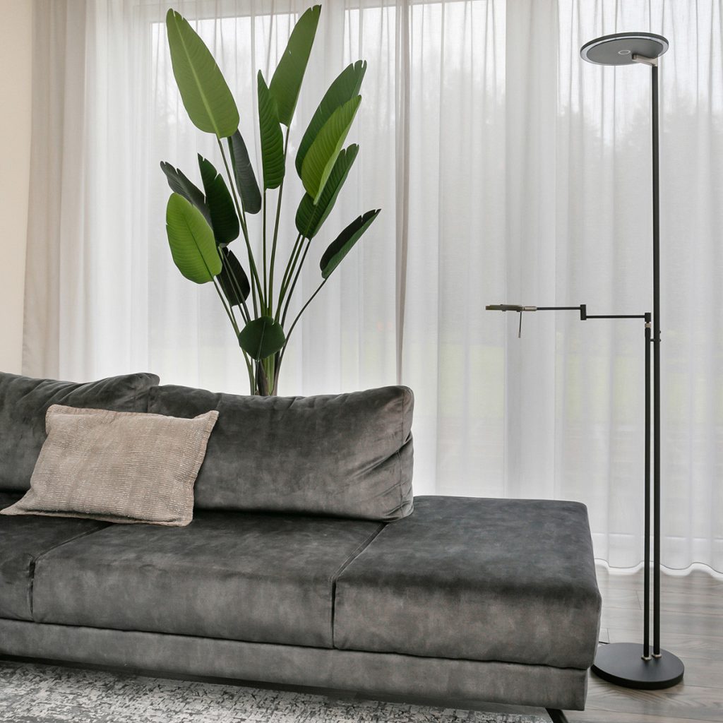 Zwarte moderne leeslamp met zwart glas Steinhauer Turound - Afbeelding 4