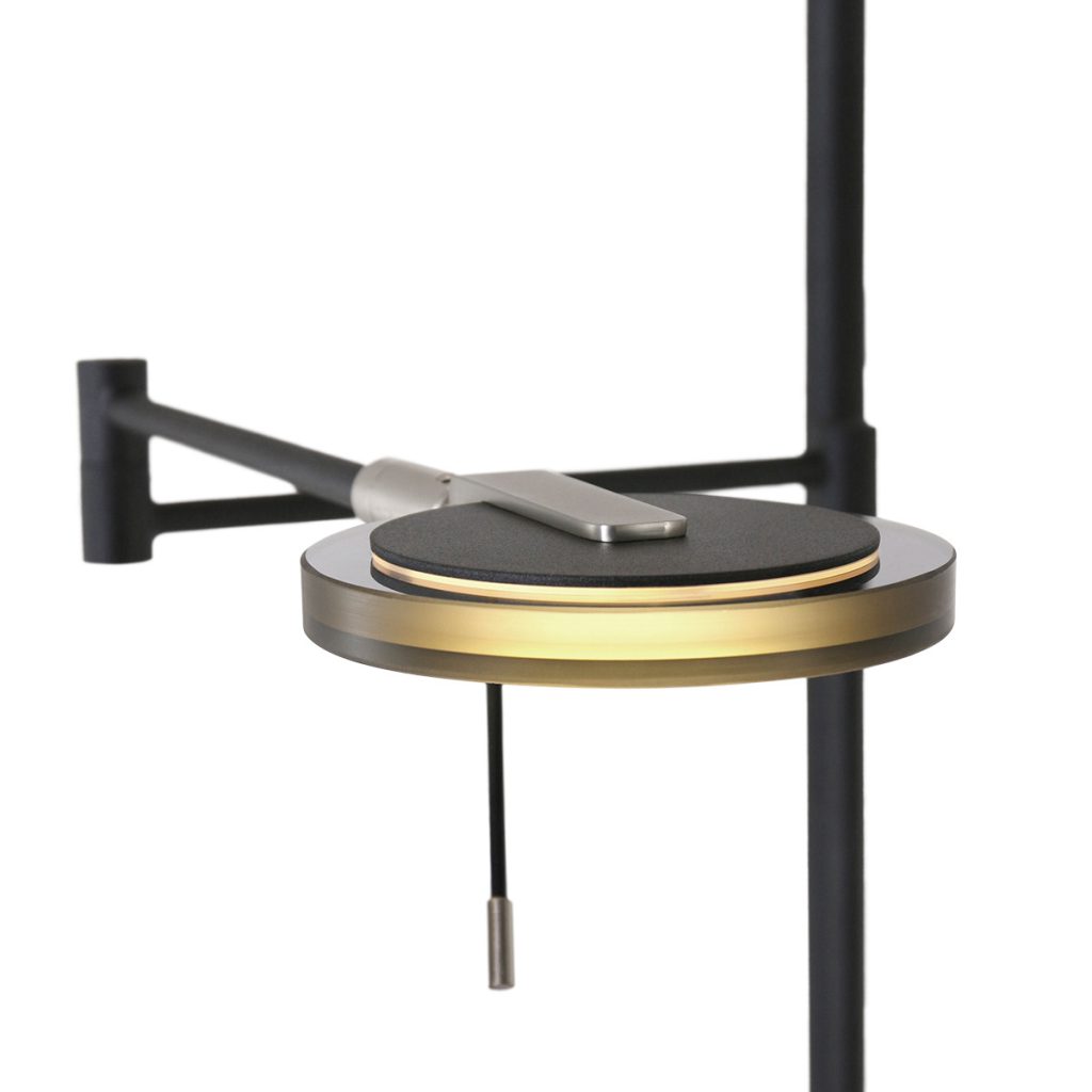 Zwarte moderne leeslamp met zwart glas Steinhauer Turound - Afbeelding 5
