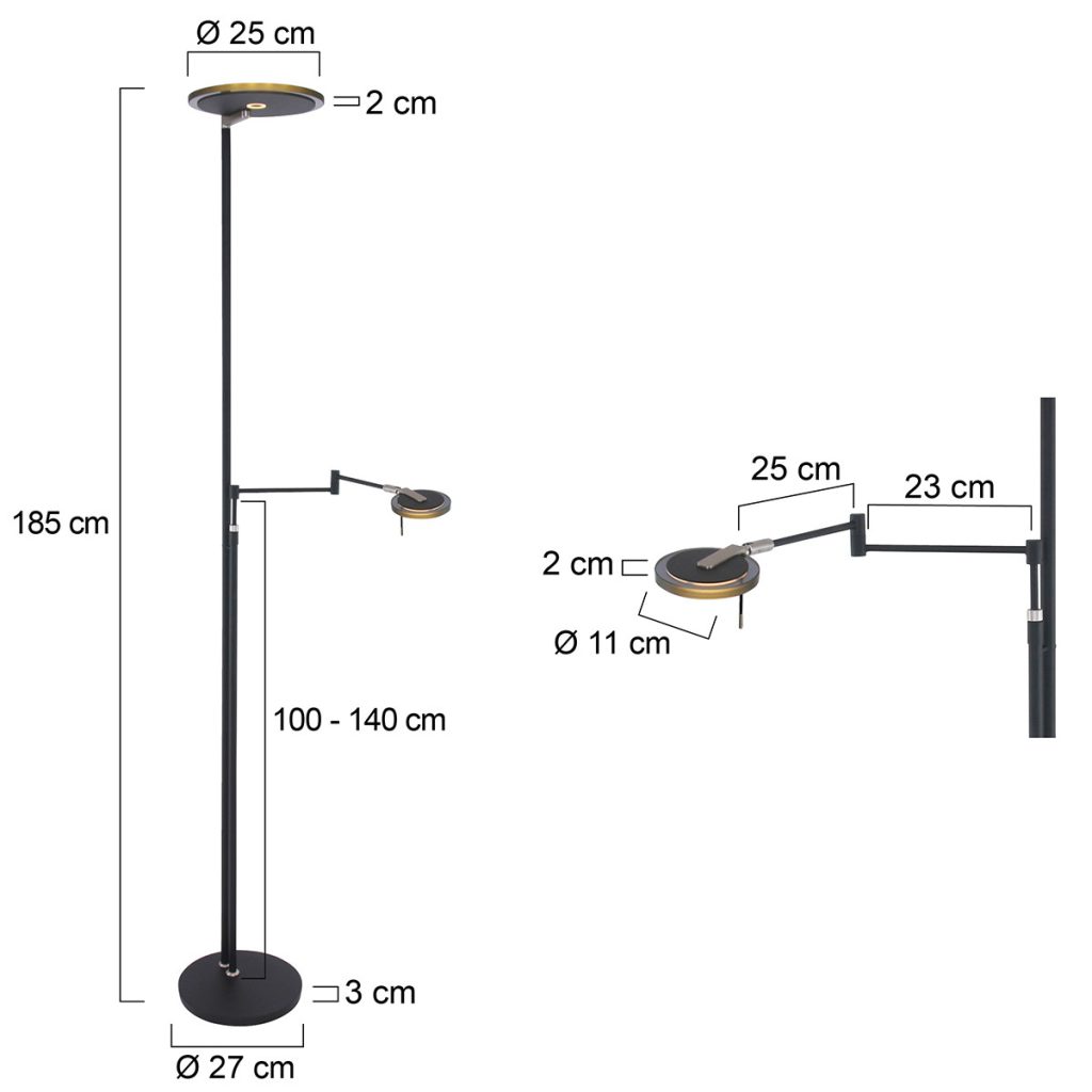 Zwarte moderne leeslamp met zwart glas Steinhauer Turound - Afbeelding 8