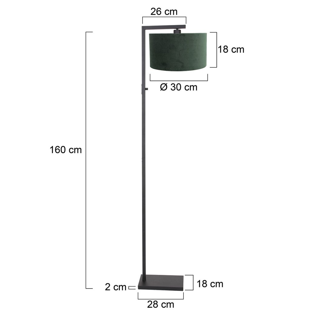 Zwarte moderne vloerlamp met groene kap Steinhauer Stang - Afbeelding 6