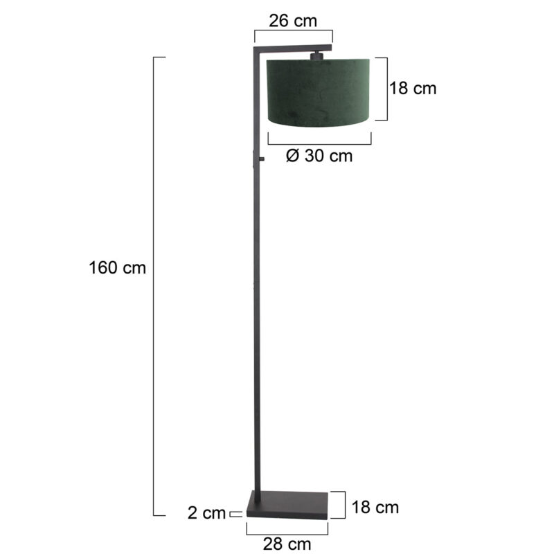 Zwarte moderne vloerlamp met groene kap Steinhauer Stang - Afbeelding 6