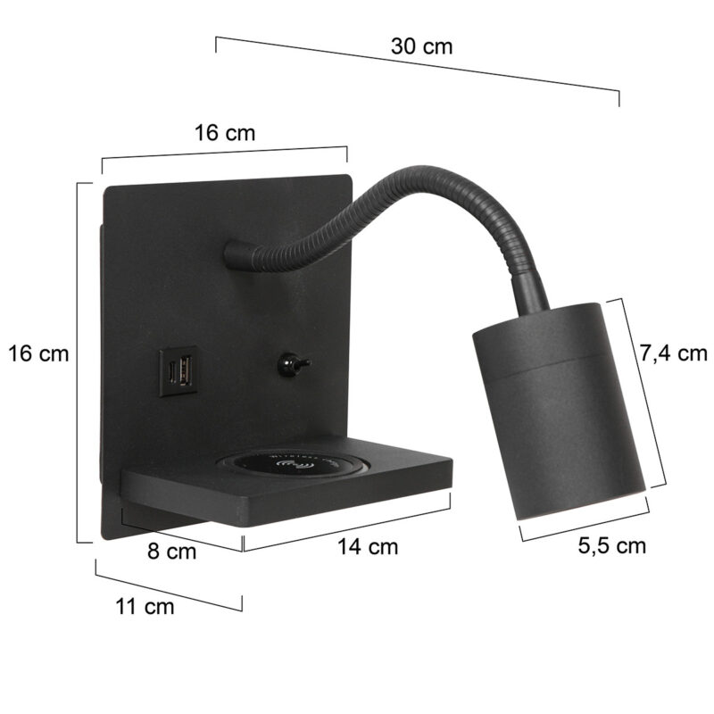 mexlite-wandlamp-upround-zwart-metaal-bedlampje-gu10-3654zw-1