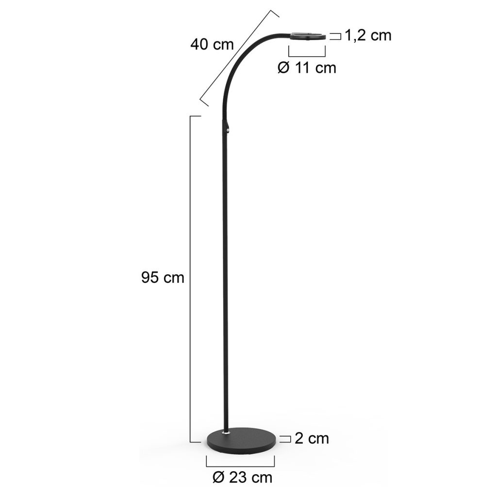 Zwarte staande LED leeslamp Steinhauer Turound - Afbeelding 8