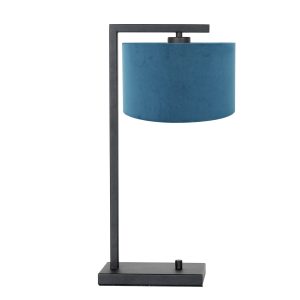 zwarte-tafellamp-met-blauwe-kap-steinhauer-stang-7124zw