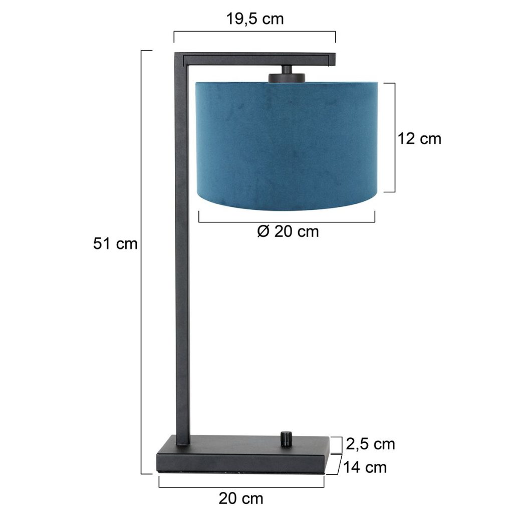 Zwarte tafellamp met blauwe kap Steinhauer Stang - Afbeelding 6